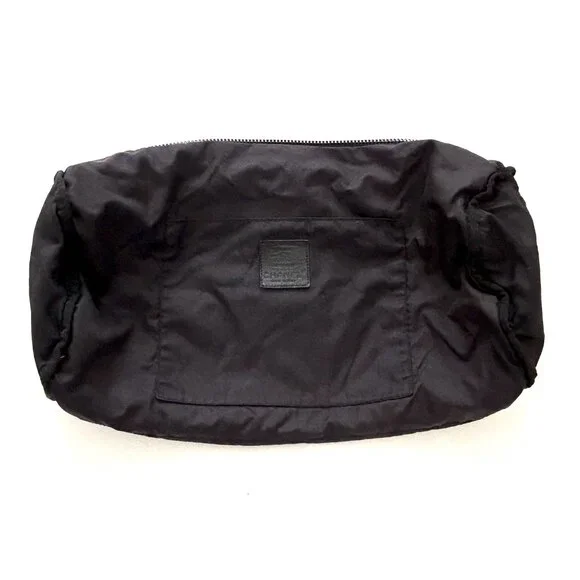 CHANEL Black and White Patterned Shoulder Bag with Leather Logo Patch - Picture 13 of 15